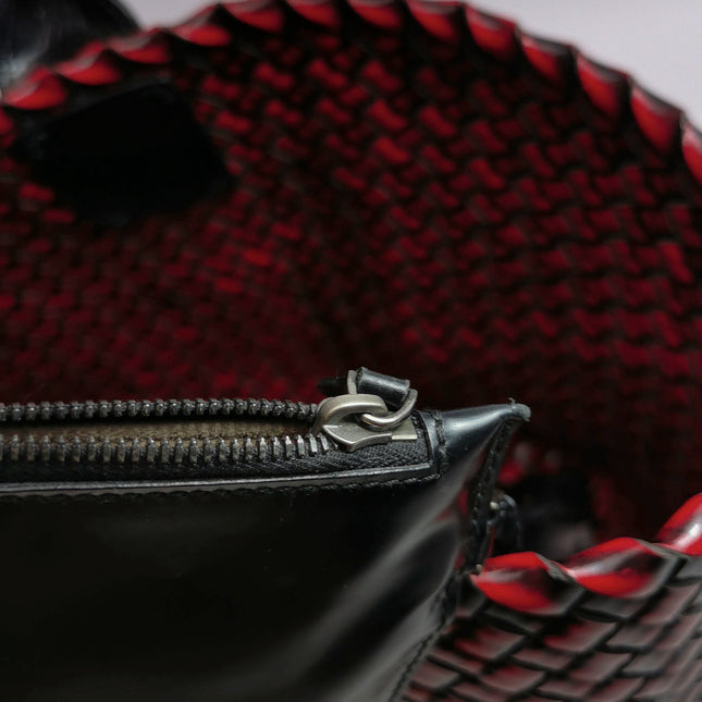 Bottega Veneta Cabat Large Intreccio Burgundy Patent Leather 40cm