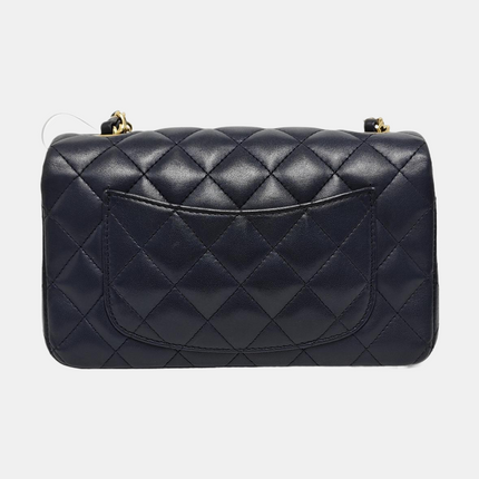 Chanel Classic Flap Rectangular Mini 2015 Navy Lambskin Gold Hardware