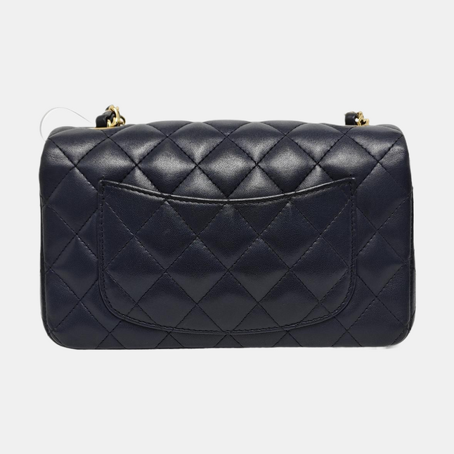 Chanel Classic Flap Rectangular Mini 2015 Navy Lambskin Gold Hardware