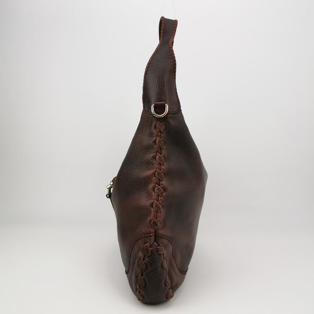 Gucci Jackie Soft Large Brown Leather Shoulder Bag With Strap