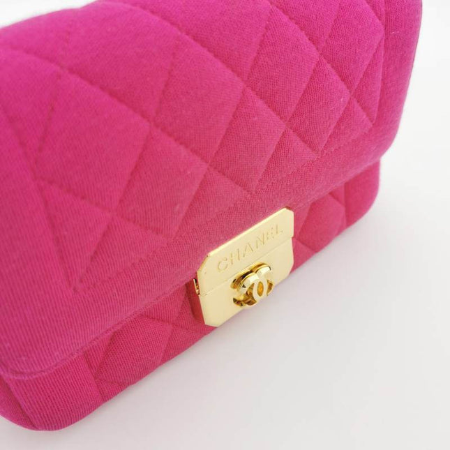 Chanel Mini Chic With Me Flap Bag Cotton Cloth Pink Fuchsia Crossbody Bag