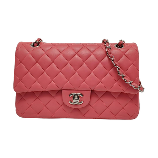 Chanel Timeless Classic Flap Medium Pink Lambskin Leather Gold Hardware-Luxbags