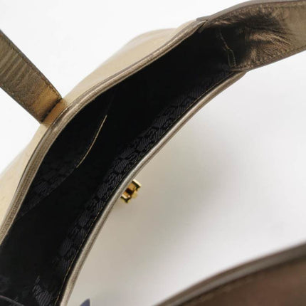 Sold Gucci Jackie Vintage Mini Gold Lambskin Leather Brown Calfskin Leather
