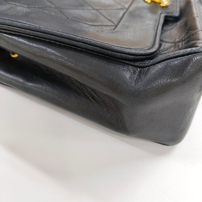Chanel Diana CC Flap Bag Medium Vintage Black Lambskin Leather with 24k Gold HW, 1989-1991