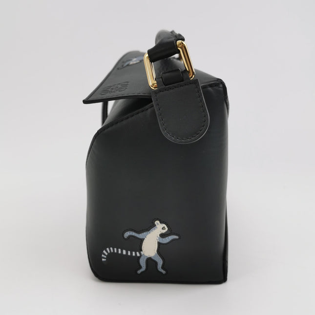 Loewe x Suna Fujita Lemur Puzzle Edge Small Black Leather Crossbody Bag