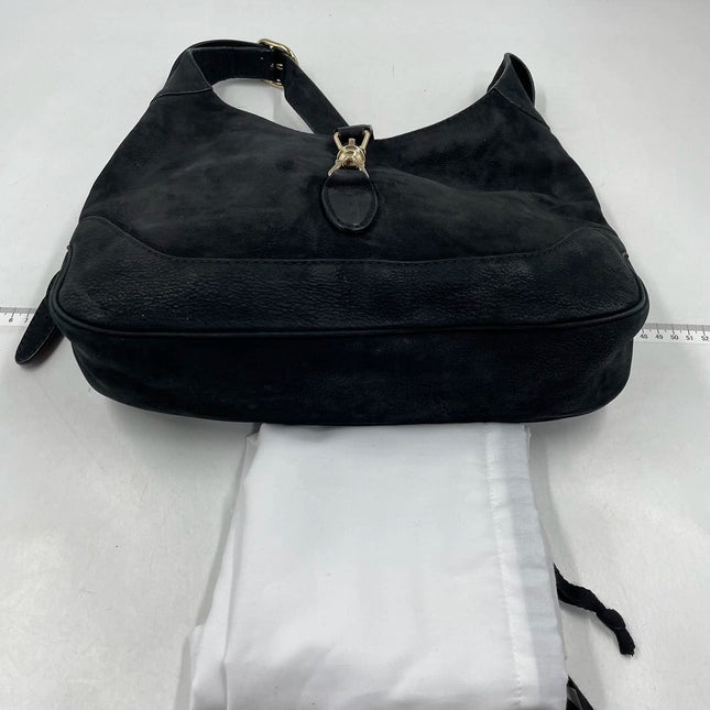 Gucci Jackie 1961 Medium Black Suede Leather Bag