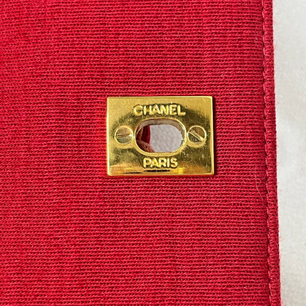 Chanel Mini Top Handle Bag Red Fabric Gold Hardware