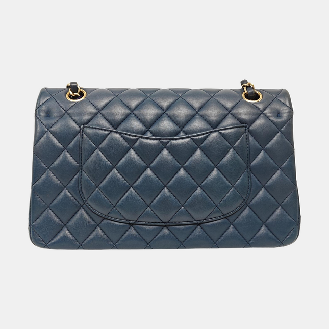 Chanel Classic Flap Medium Navy Lambskin Leather Gold Hardware 2017