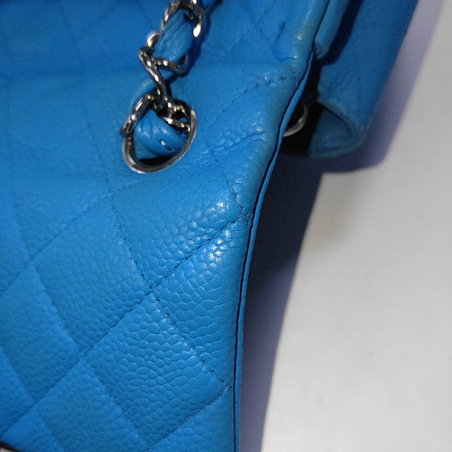 Chanel Classic Flap Rectangular Mini Blue Caviar Leather
