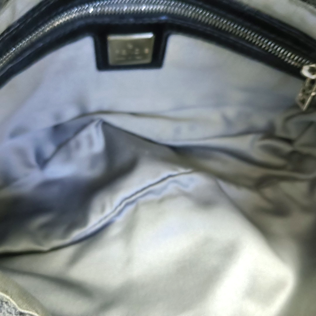 Fendi Baguette Bag Grey Crochet Knit Wool Pompom Shoulder Bag