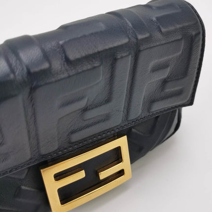 Sold Fendi Baguette Mini Navy Nappa Leather Crossbody Bag