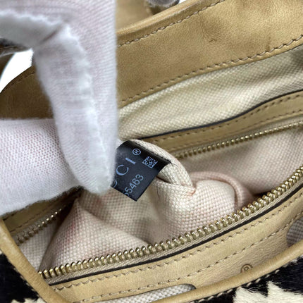 Gucci Jackie Soft Medium Zebra Print Pony-style Calfskin and Beige Suede Silver HW