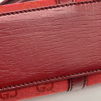 Gucci Jackie Vintage Red Monogram Fabric and Leather Shoulder Bag