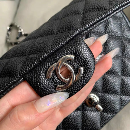 Chanel Classic Flap Mini Black Caviar Silver Hardware 2017-18