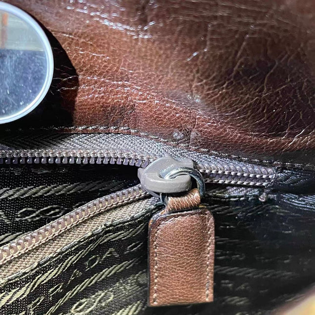 Prada Leopard Print Pony-style Calfskin Tortoise Strap Large Shoulder Bag