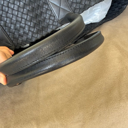 Bottega Veneta Cabat Large Intreccio Leather Tote Bag Black 45cm