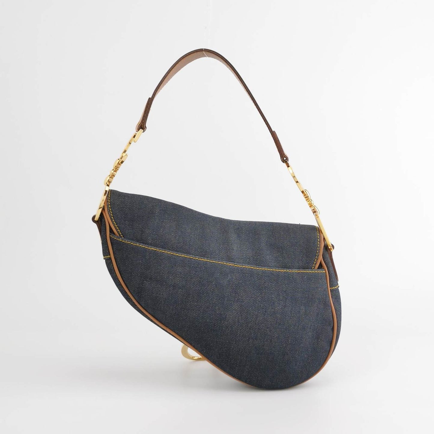 Sold Dior Saddle 2001 Navy Denim with Beige Leather Trim Shoulder Bag