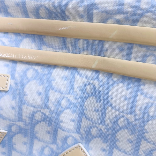 Dior No. 1 Rasta Trotter Bowling Bag Blue Oblique Canvas White Patent Leather