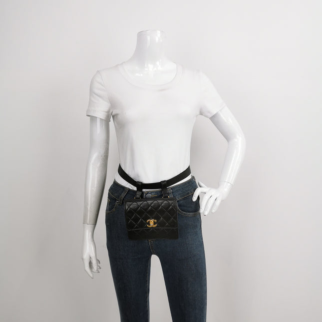 Chanel Vintage Belt Bag Mini Black Lambskin Leather Gold-tone Hardware