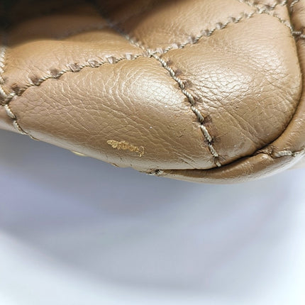 Chanel Double Stitch Retro Chain Accordion Flap Bag Brown Calfskin Leather
