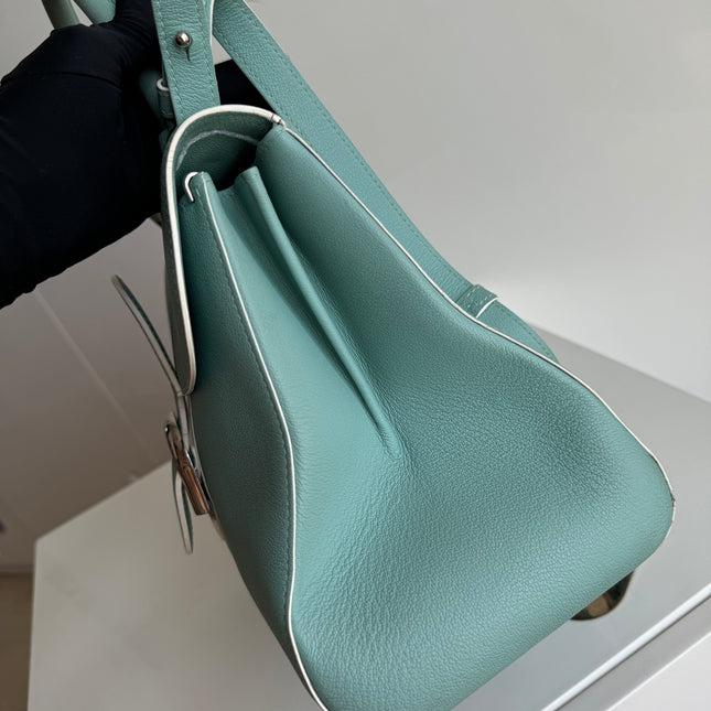 Delvaux Brilliant MM Medium Bright Tiffany Blue Calfskin Leather Crossbody Bag