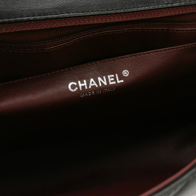 Chanel Classic Flap Jumbo Black Lambskin Leather Single Flap with Silver Hardware 2009-2010