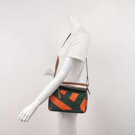 Loewe Puzzle Small Green Orange Stripes Crossbody Bag 2019