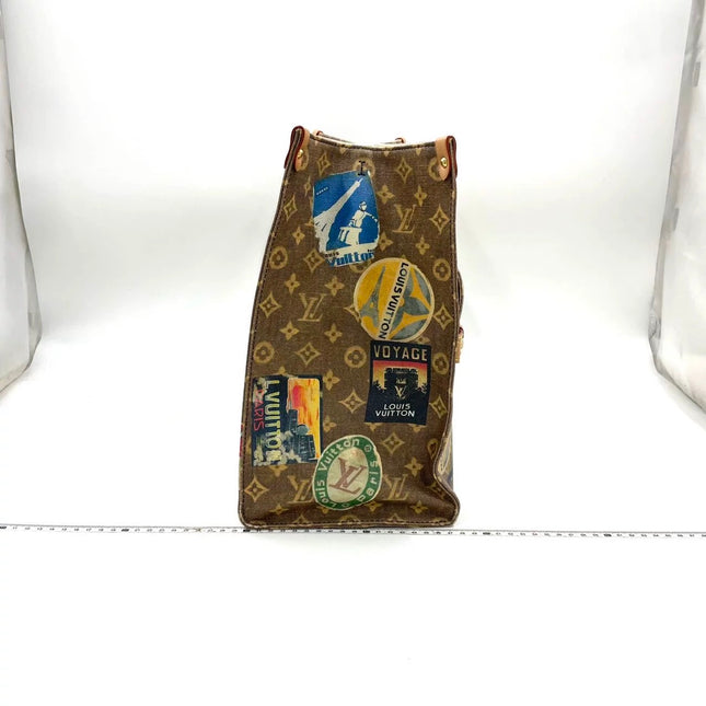 Sac cabas Louis Vuitton OnTheGo Large Hotel Labels Monogram Marron