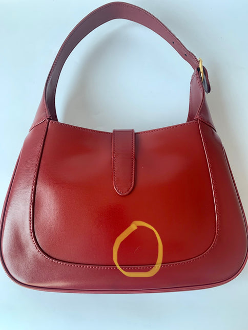 Gucci Jackie 1961 Small Burgundy Red Leather Bag with Adjustable Strap