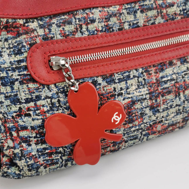 Chanel Tweed with Red Clover Charm Shoulder Bag