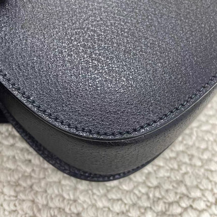 Gucci Bamboo 1947 Small Black Grained Leather Top Handle Bag