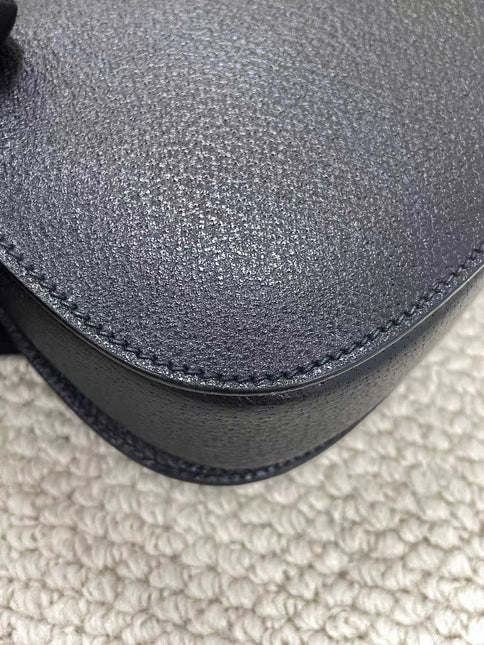 Gucci Bamboo 1947 Small Black Grained Leather Top Handle Bag