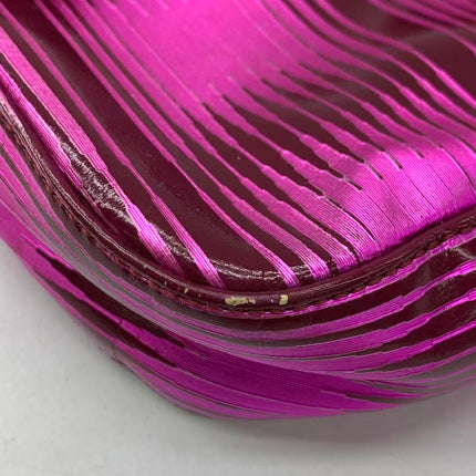 Fendi Baguette Pink Patent Leather Striped Gold Hardware Shoulder Bag