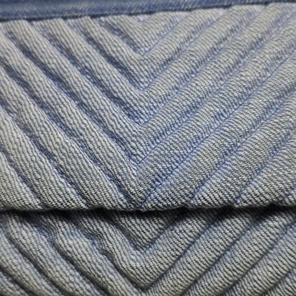 Chanel Le Boy Small Denim Blue Jeans Chevron Stitching Silver Hardware