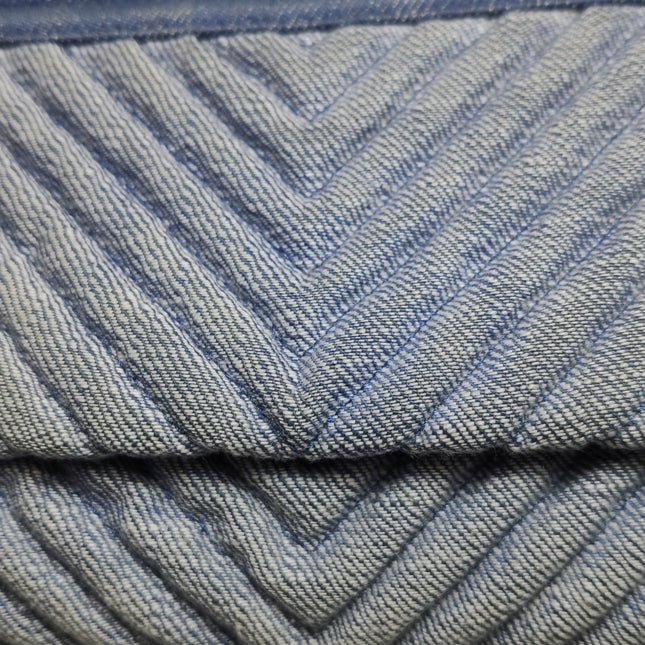 Chanel Le Boy Small Denim Blue Jeans Chevron Stitching Silver Hardware