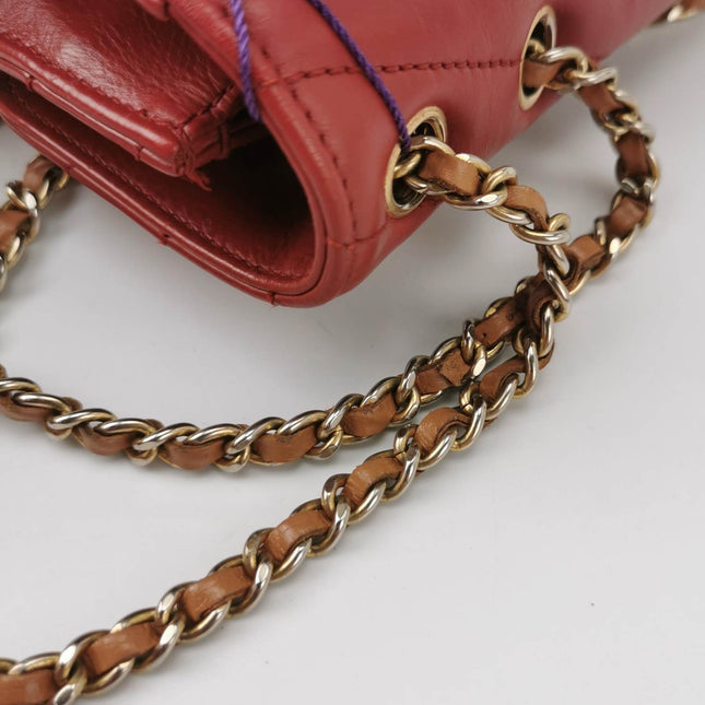Chanel Gabrielle Flap Bag 2011-2012 Chevron Leather Medium Red Shoulder Bag