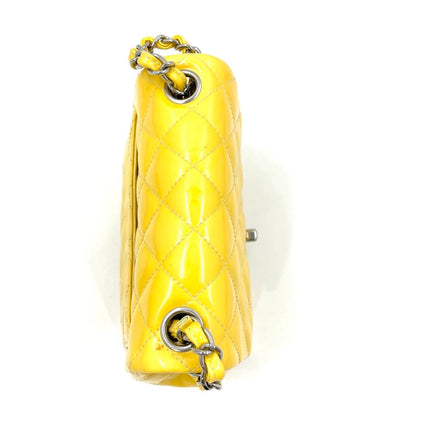 Chanel Classic Flap Mini Square Yellow Patent Lambskin Crossbody Bag 2014