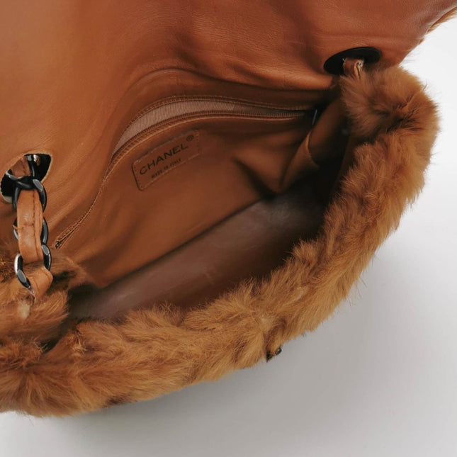 Sold Chanel 2002 Brown Lapan Rabbit Fur Vintage Flap Bag