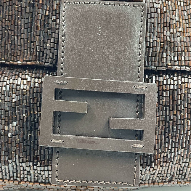 Sold Fendi Baguette Vintage Dark Chocolate Brown Glitter Beads