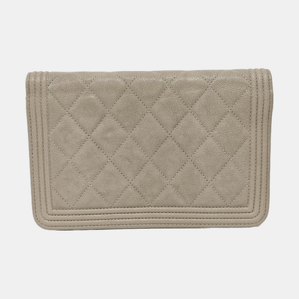 Chanel Wallet on Chain Boy Flap Grey Caviar Leather Gold Hardware 2018
