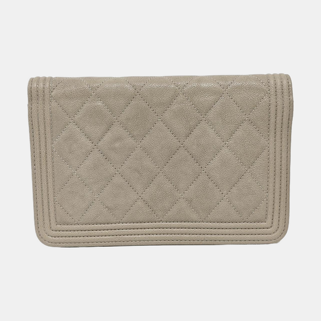 Chanel Wallet on Chain Boy Flap Grey Caviar Leather Gold Hardware 2018