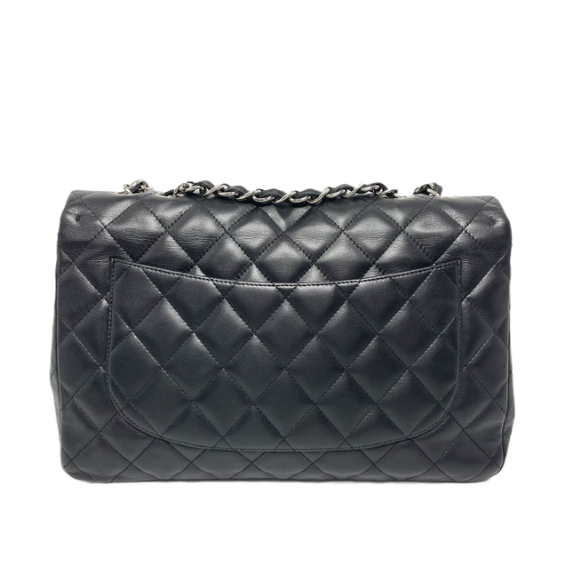 Sold Chanel Classic Flap Jumbo Large Black Lambskin Leather with Silver hardware