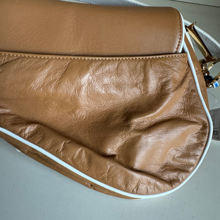 Dior Saddle Vintage Brown Leather and Silk Interior Shoulder Bag