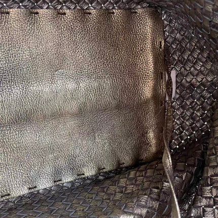 Bottega Veneta Cabat Large Intreccio Deerskin Leather Tote Bag Gold