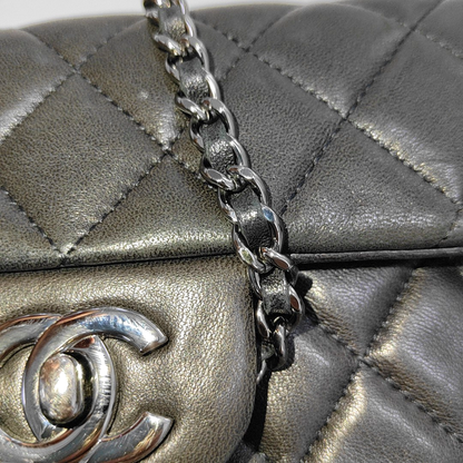 Chanel Classic Flap Super Mini Black Lambskin Leather Silver Hardware