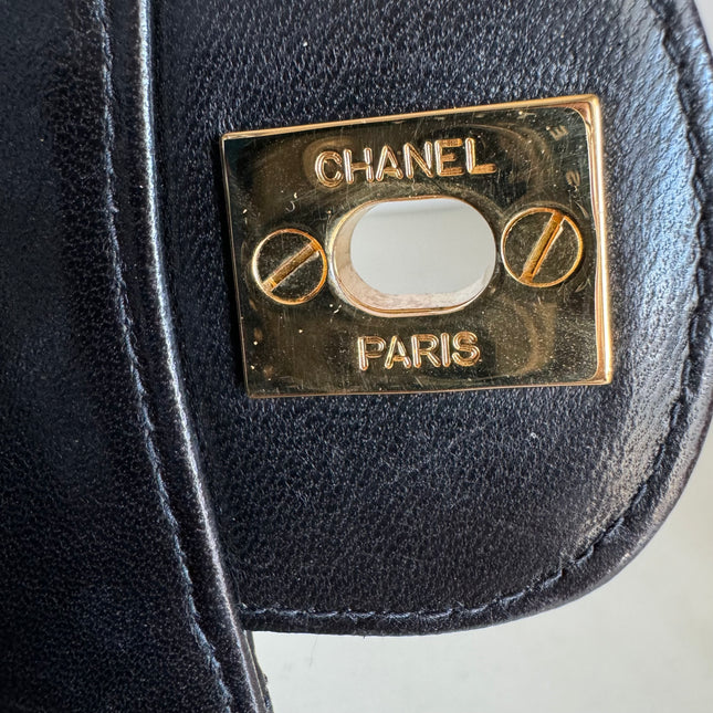 Chanel Double Sided Small Classic Flap Black Lambskin Leather 24k Gold Hardware, 1996-1997
