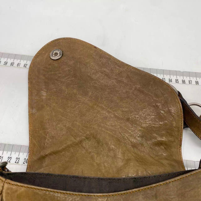 Dior Vintage Gaucho Mini Brown Leather Crossbody Bag 2006