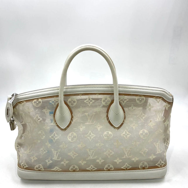 Louis Vuitton Lockit White Mesh Monogram and Leather Handbag