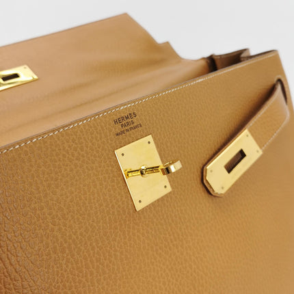 Hermes Kelly 40 Retourne Gold Togo Leather Gold Hardware 1993