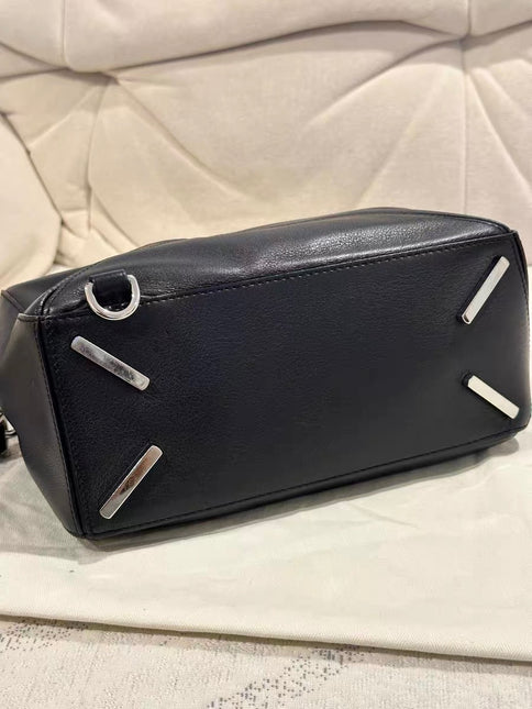 Loewe Puzzle Small Black Smooth Leather White Logo With Metal Feet 2016